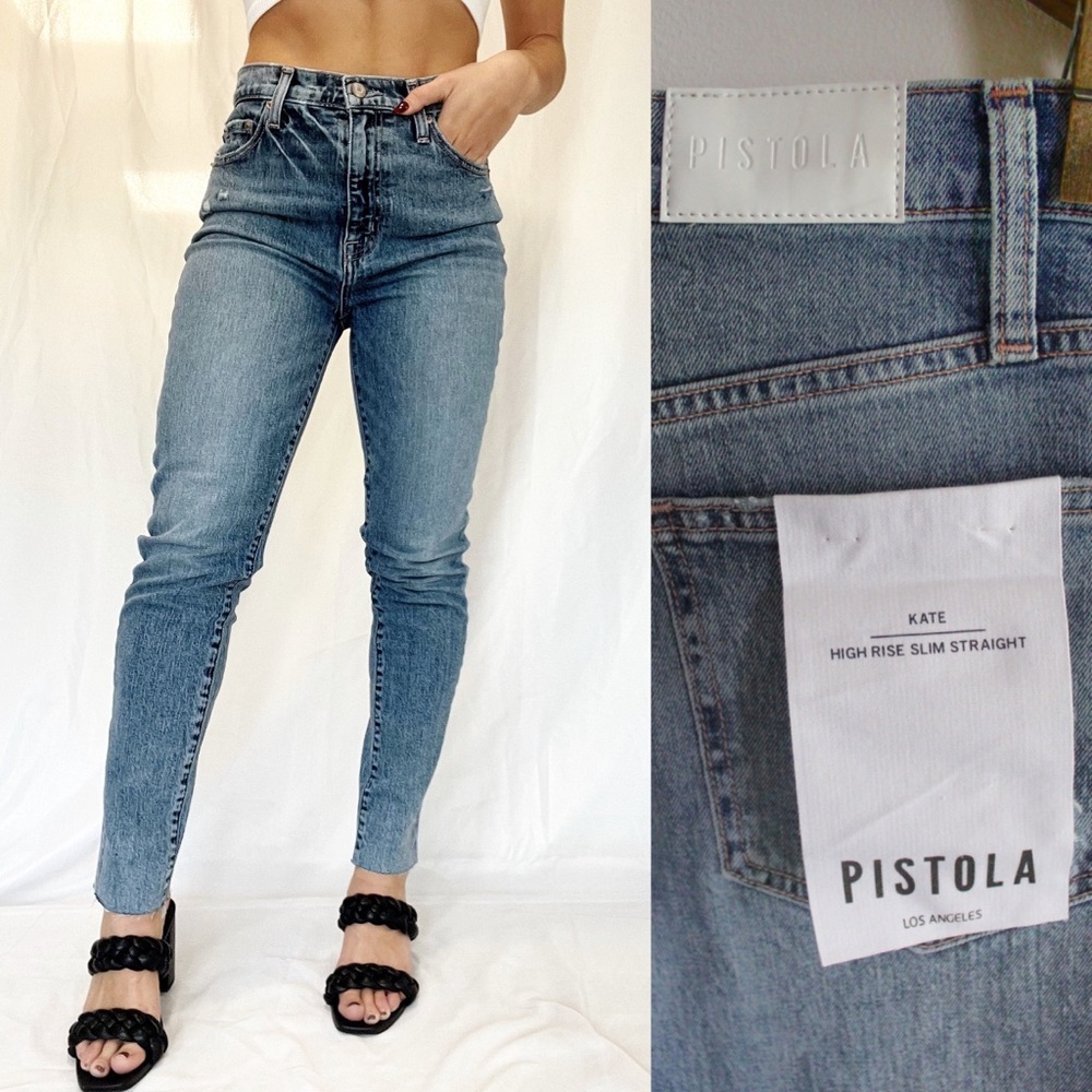 Pistola NWT Kate High Rise Slim Straight Jeans Central Park 27 4